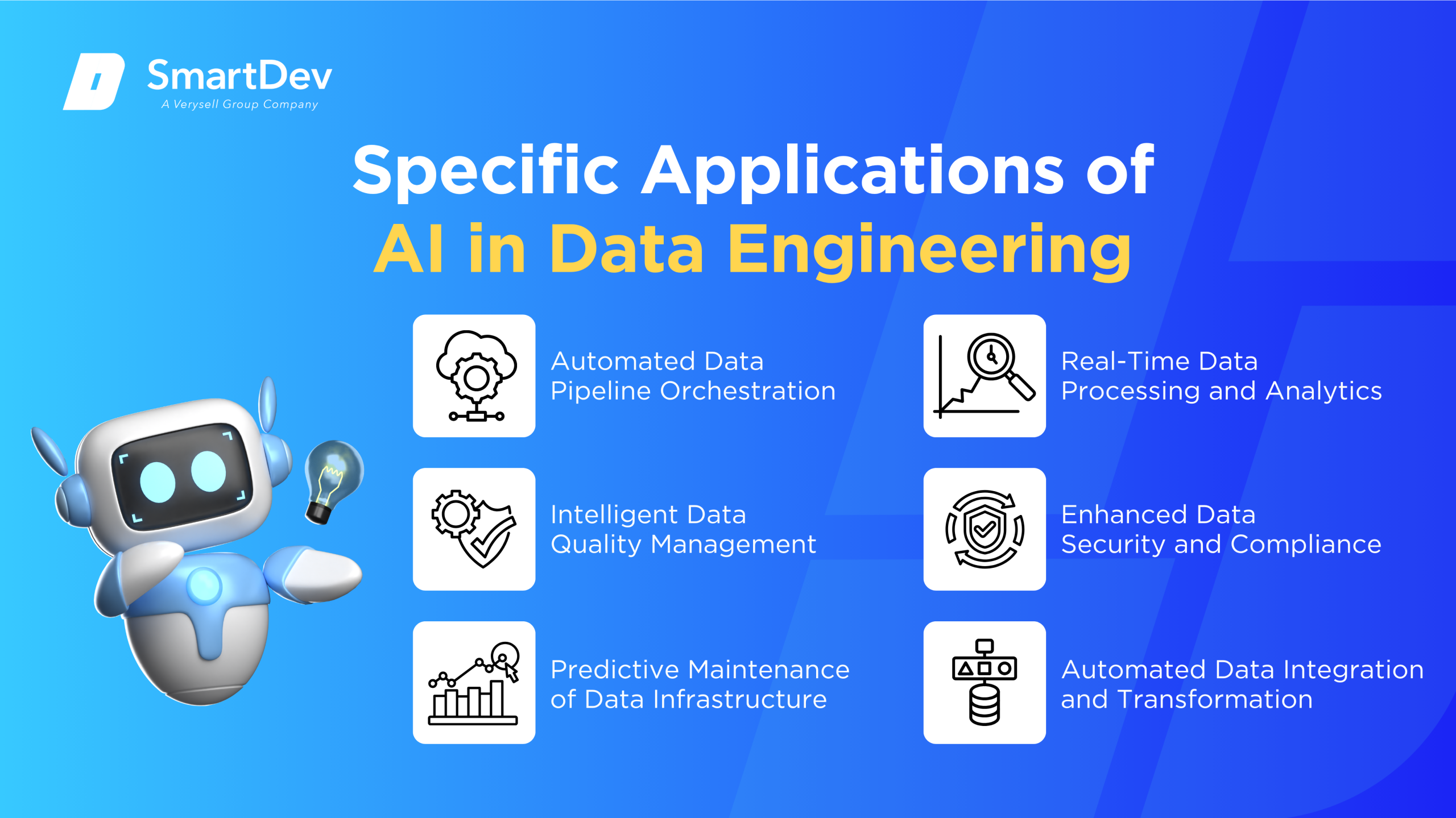 AI applications in data engineering: orchestration, quality, maintenance, analytics, security, integration