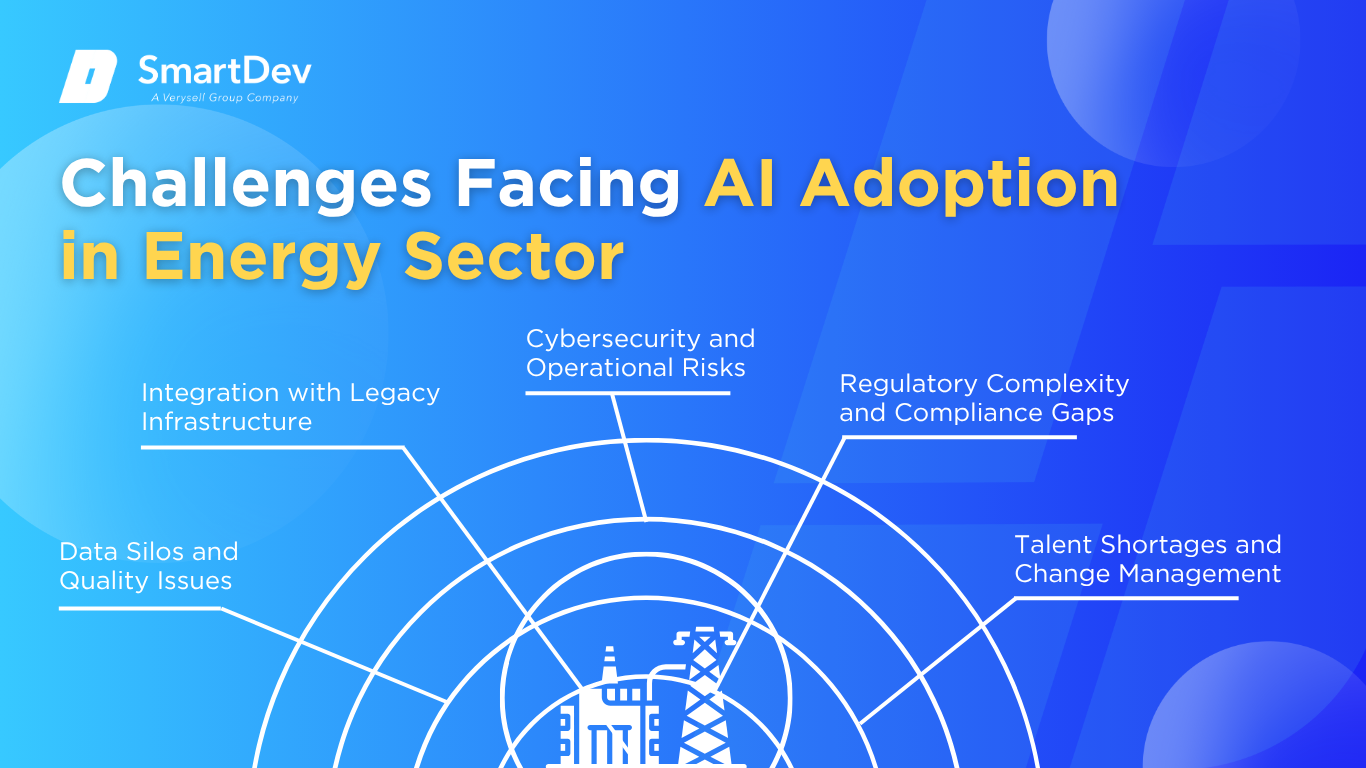 Challenges in AI adoption for energy sector: data silos, legacy integration, cybersecurity, regulation, and talent